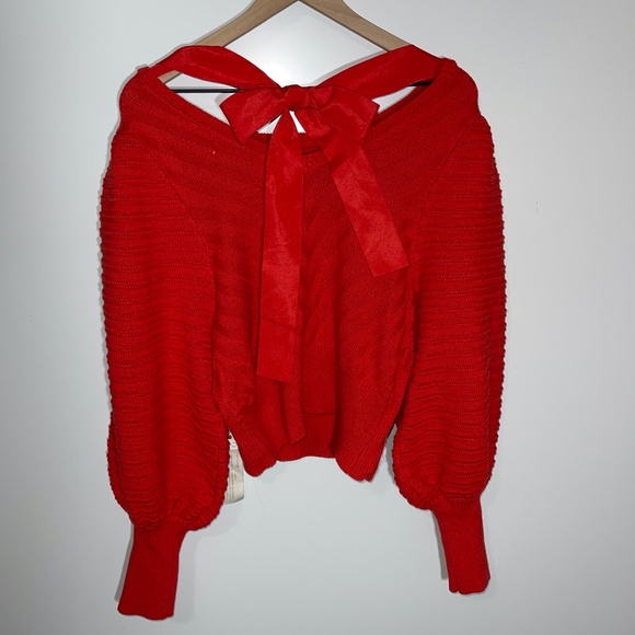 Happy X Nature Kate Hudson NWT heavy long sleeve bow tie back heavy knit sweater - Picture 6 of 10